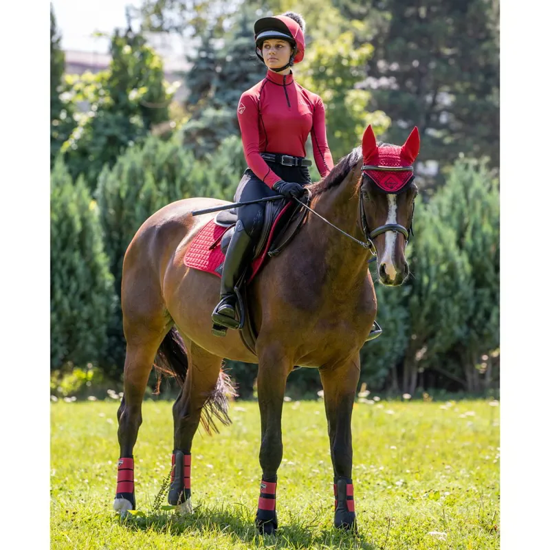 LeMieux Classic Fly Bonnet-Chilli/Black-4