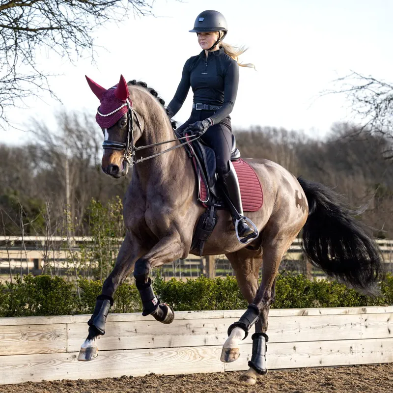 LeMieux Soft Shell Anti Slip Dressage Saddle Pad - Burgundy-1