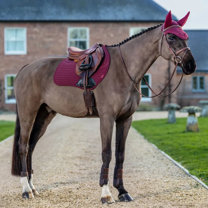 LeMieux Soft Shell Anti Slip Euro Jump Saddle Pad - Burgundy-2