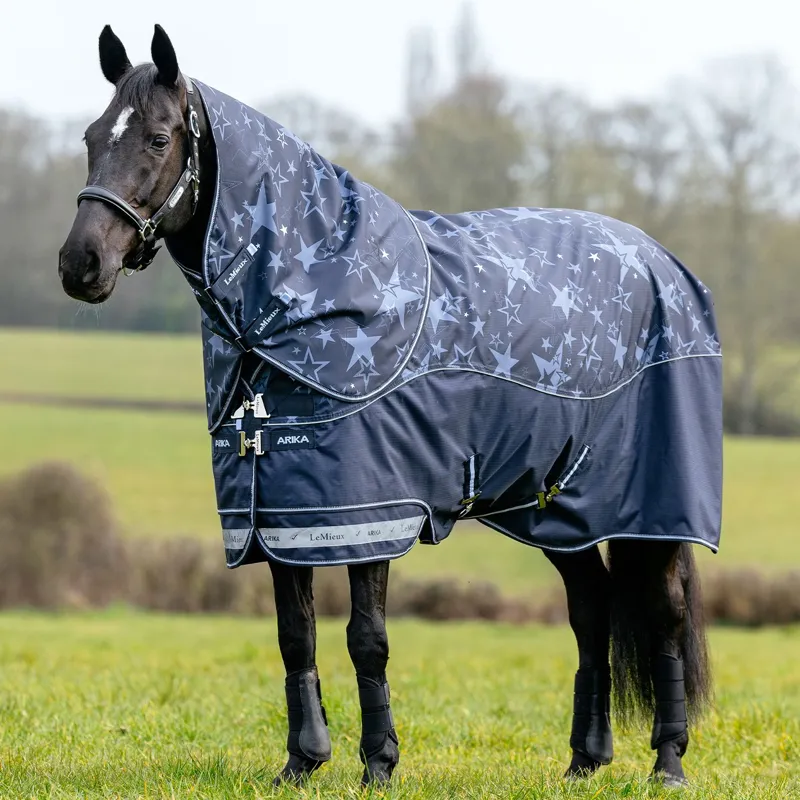 LeMieux Arika Star Detachable Neck 200g Turnout Blanket - Navy-1