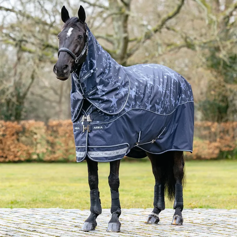 LeMieux Arika Star Detachable Neck 200g Turnout Blanket - Navy