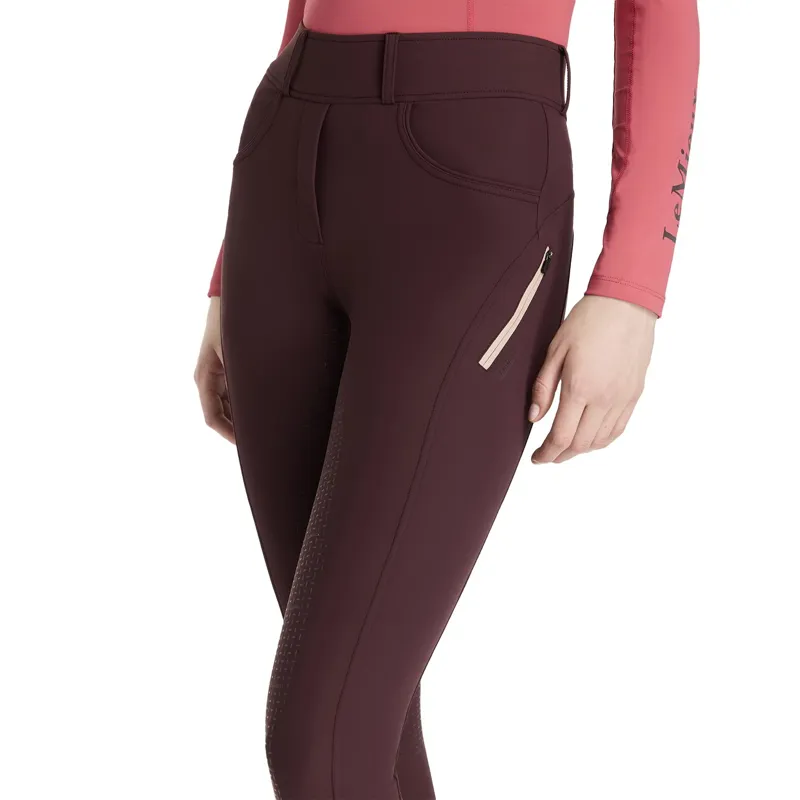 LeMieux Amy Full Grip Ladies Riding Tights - Damson-3