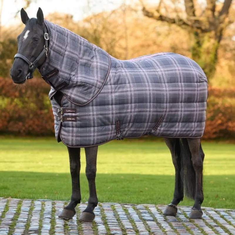 LeMieux Arika Heritage Check 100g Detachable Neck Stable Blanket - Cocoa