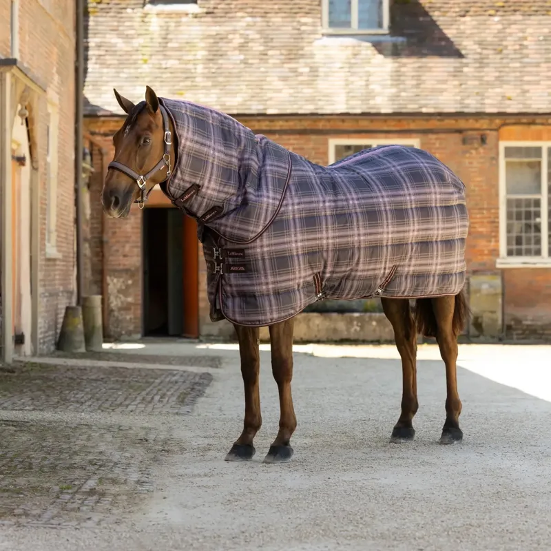 LeMieux Arika Heritage Check 100g Detachable Neck Stable Blanket - Cocoa-6