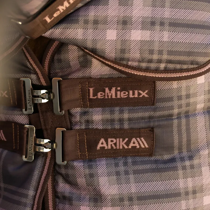 LeMieux Arika Heritage Check 100g Detachable Neck Stable Blanket - Cocoa-1
