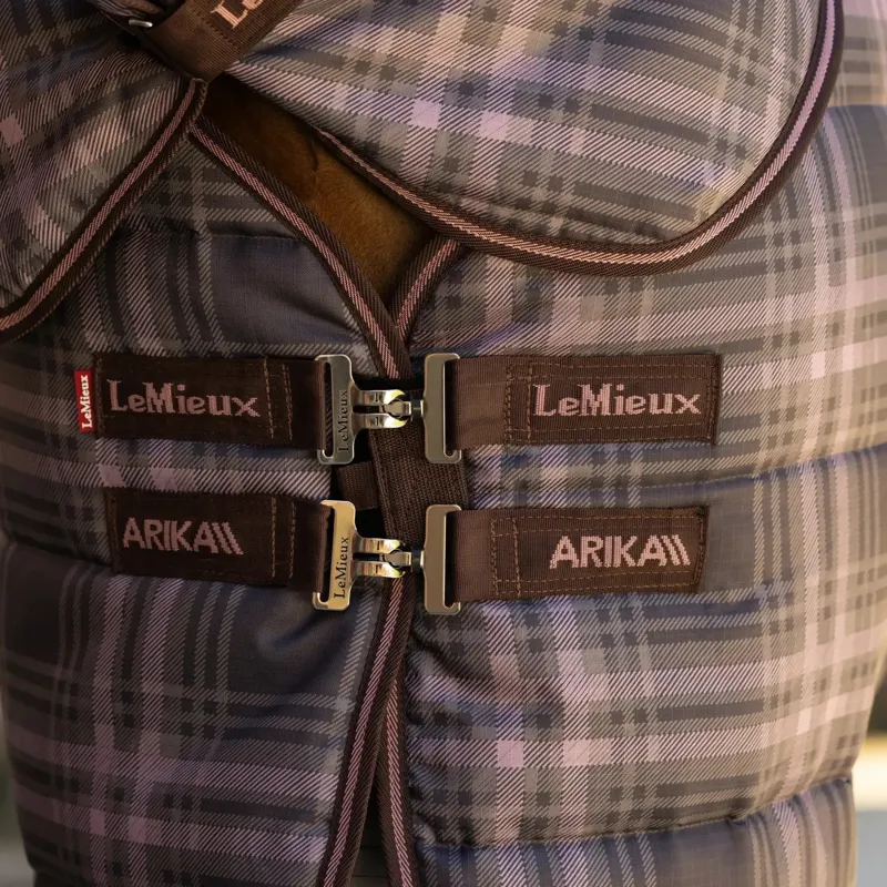 LeMieux Arika Heritage Check 100g Detachable Neck Stable Blanket - Cocoa-7