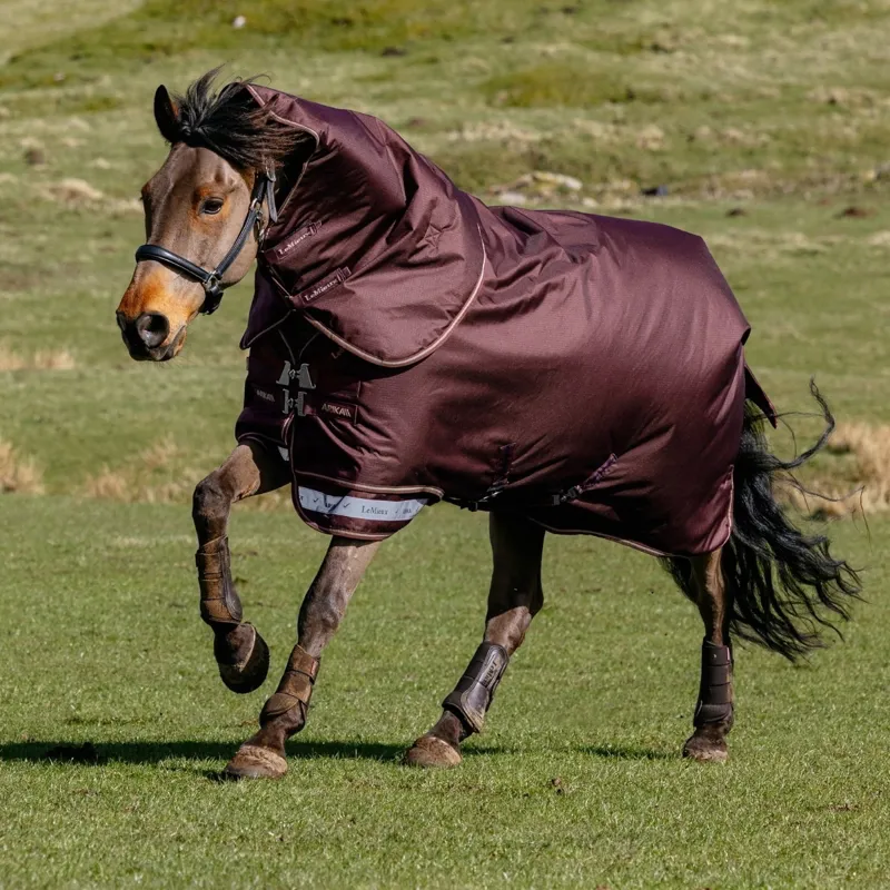 LeMieux Arika Ripstop 0g Detachable Neck Turnout Blanket - Bramble-1