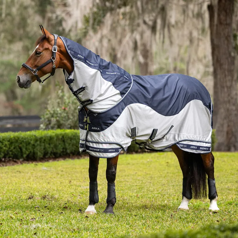 LeMieux Arika Shower-Tek Waterproof Detachable Neck Fly Sheet - Grey-3