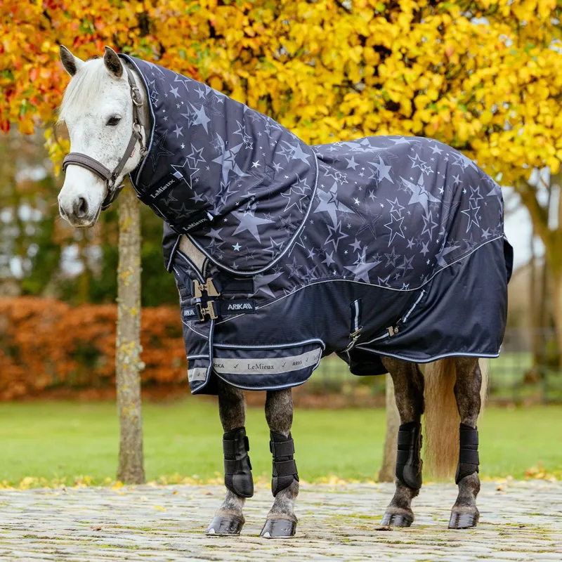 LeMieux Arika Star Detachable Neck 100g Turnout Blanket - Navy