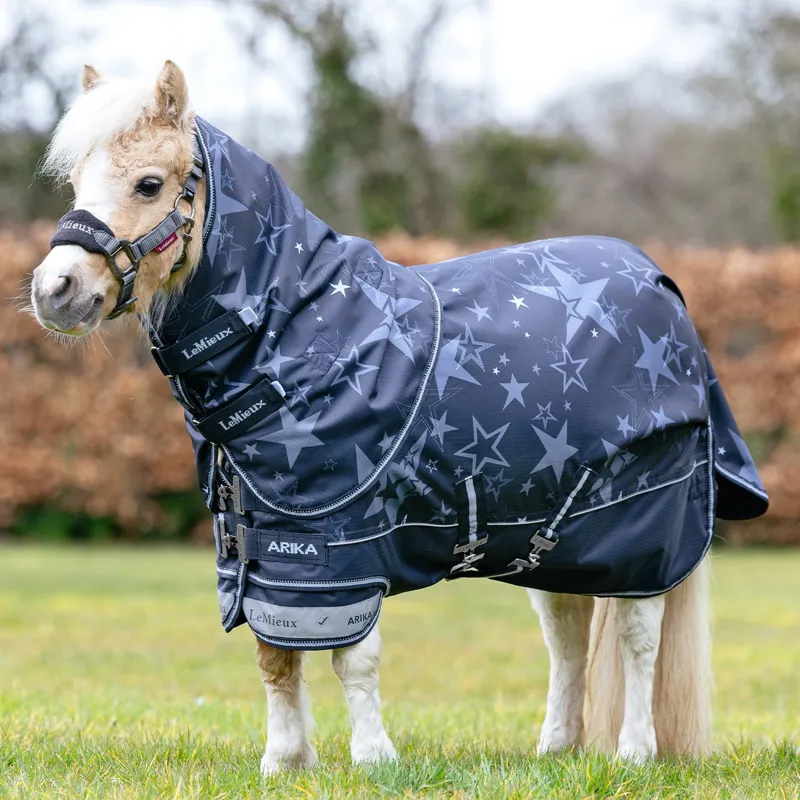 LeMieux Arika Star Detachable Neck 100g Turnout Blanket - Navy-1