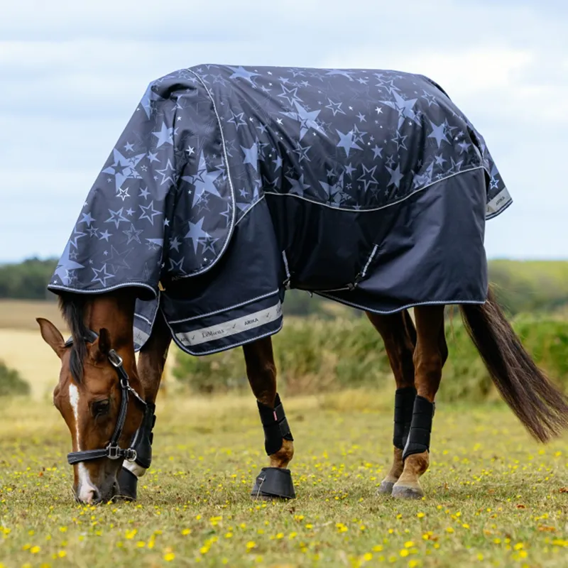 LeMieux Arika Star Detachable Neck 100g Turnout Blanket - Navy-2
