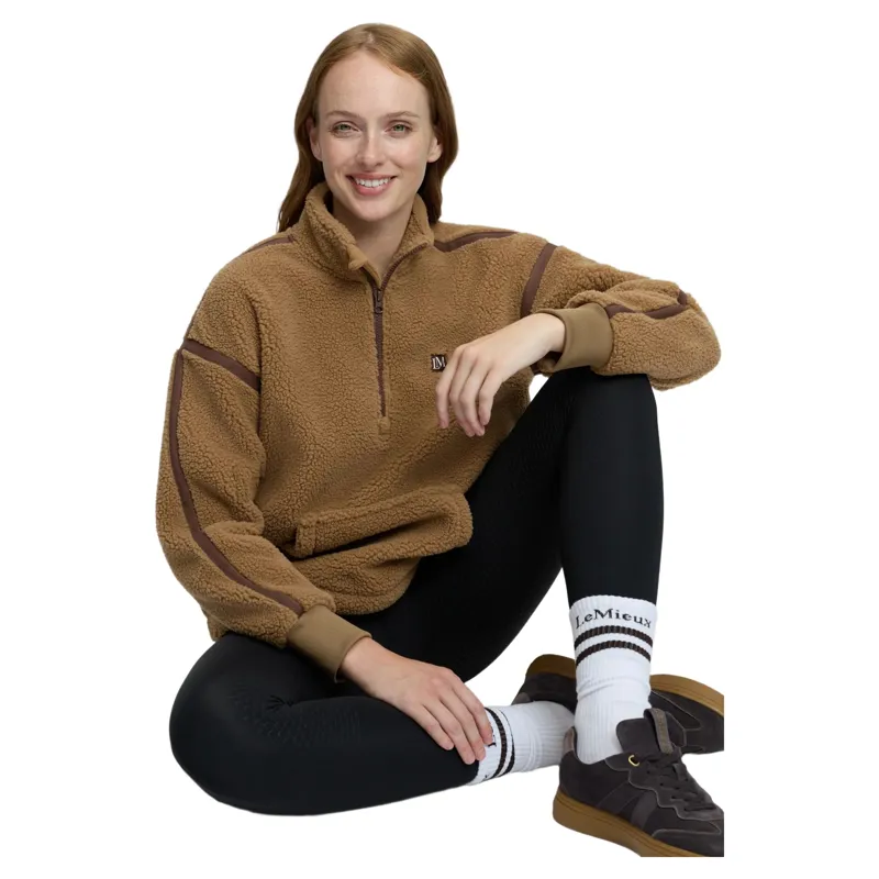 LeMieux Avery Women's Quarter Zip Teddy Fleece - Caramel Pre-Order-6