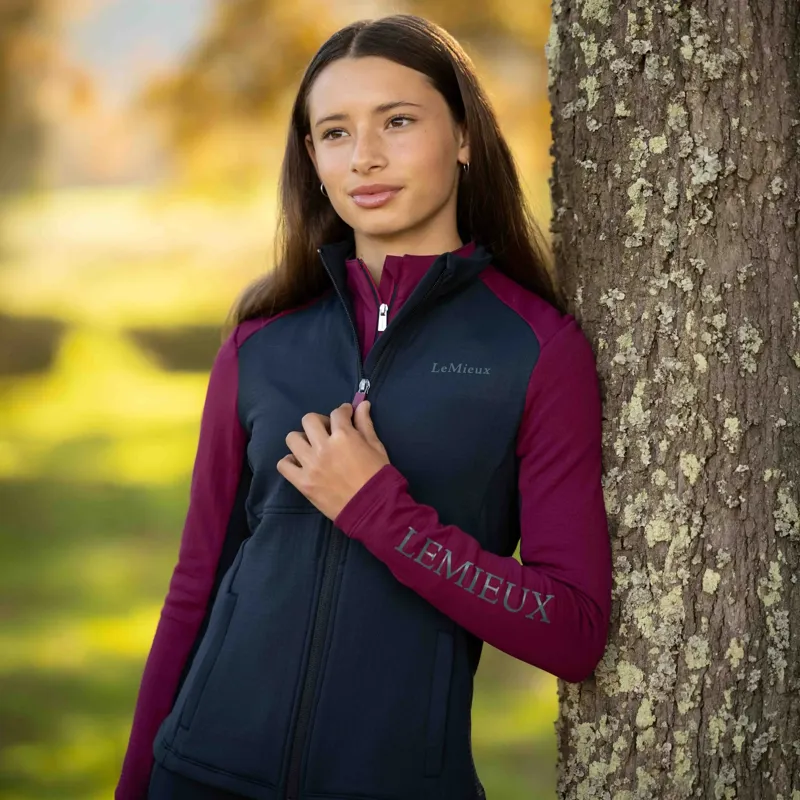 LeMieux Young Rider Bethany Junior Girls Full Zip Fleece - Blackberry-2