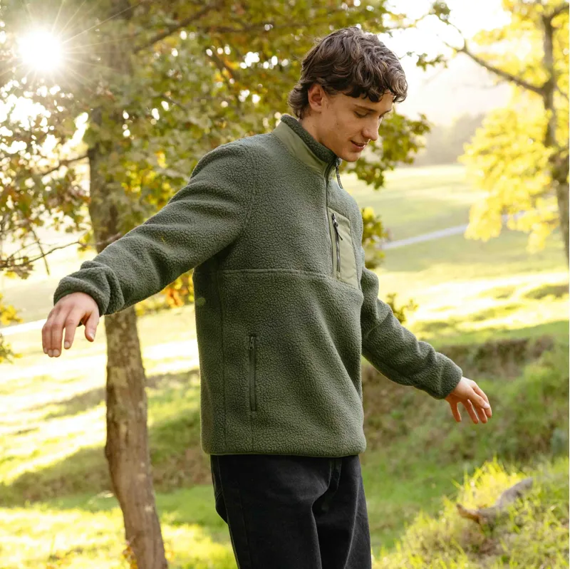 LeMieux Mens Borg Quarter Zip Fleece - Olive-5