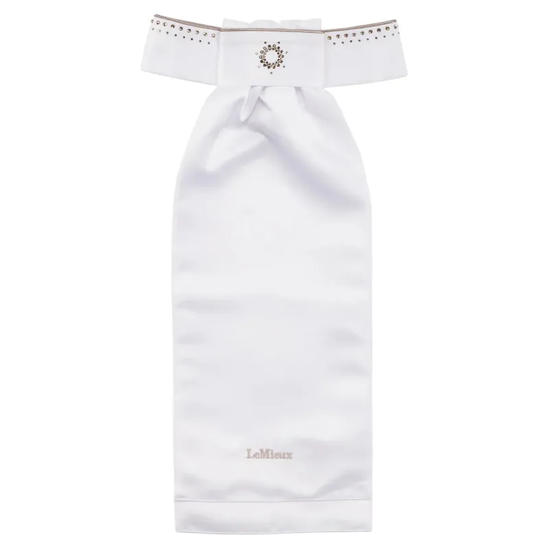LeMieux Brilliance Ready-Tied Stock Tie - White/Espresso