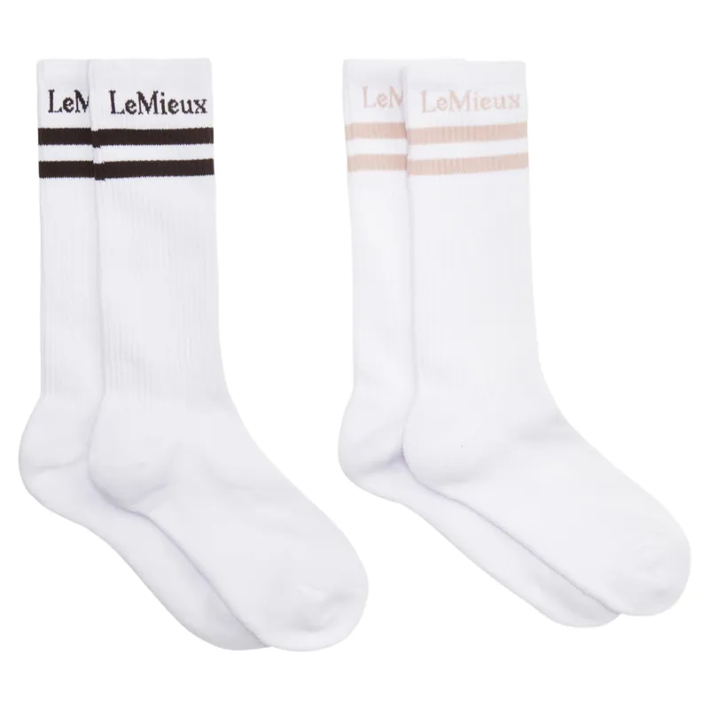 LeMieux Tall Junior Crew Socks 2 Pack - White