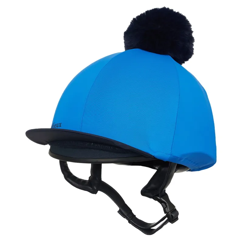 LeMieux Classique Pom Helmet Cover - Benetton Blue-1