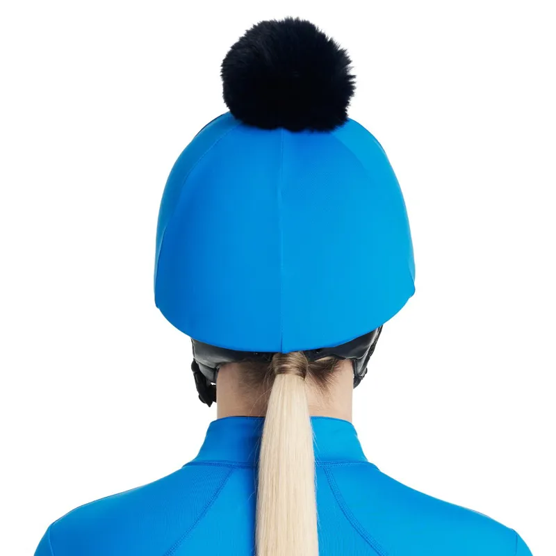 LeMieux Classique Pom Helmet Cover - Benetton Blue-4