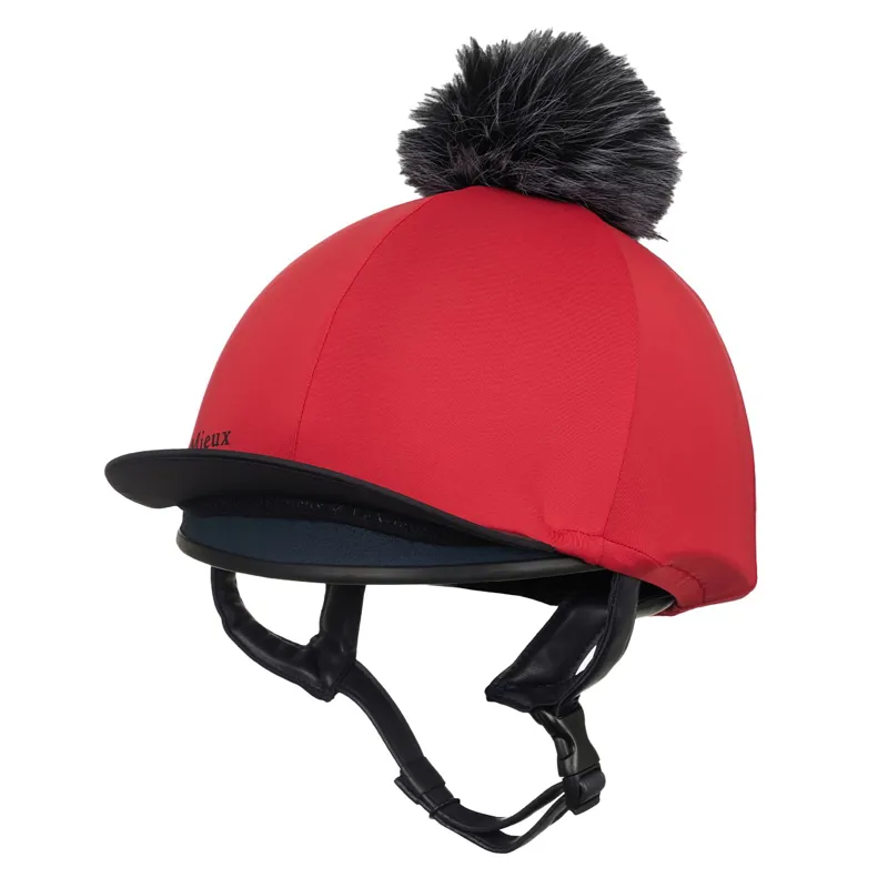 LeMieux Classique Pom Helmet Cover - Chilli-1