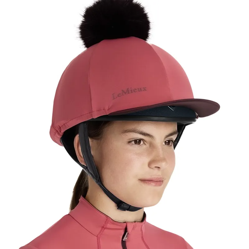 LeMieux Classique Pom Helmet Cover - Cranberry-2
