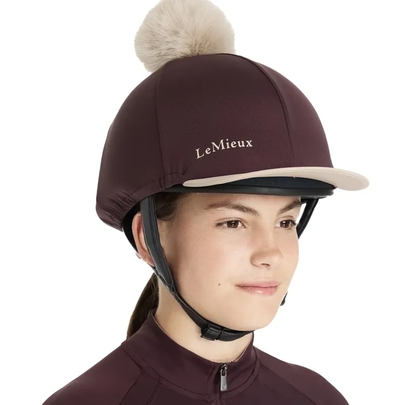 LeMieux Classique Pom Helmet Cover - Damson-2