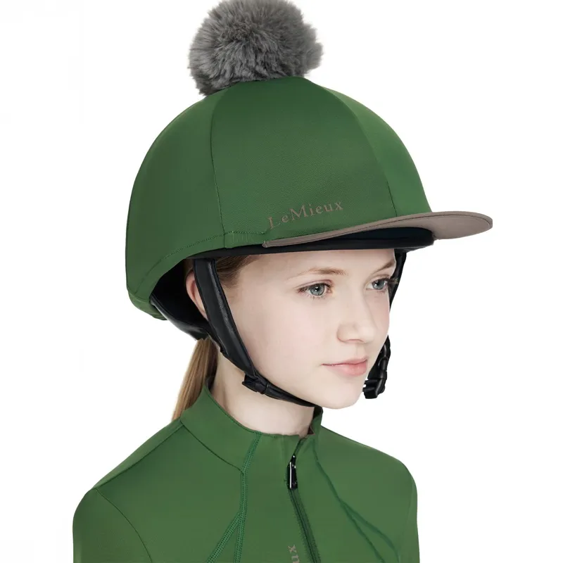 LeMieux Classique Pom Helmet Cover - Hunter Green-2
