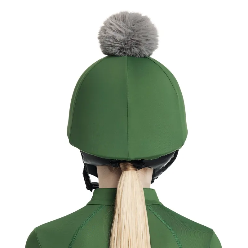 LeMieux Classique Pom Helmet Cover - Hunter Green-3
