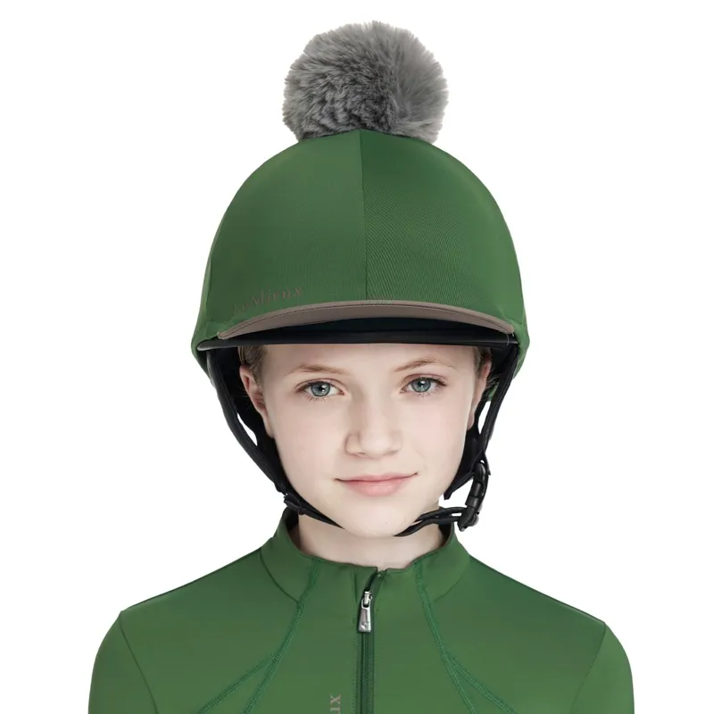LeMieux Classique Pom Helmet Cover - Hunter Green-4