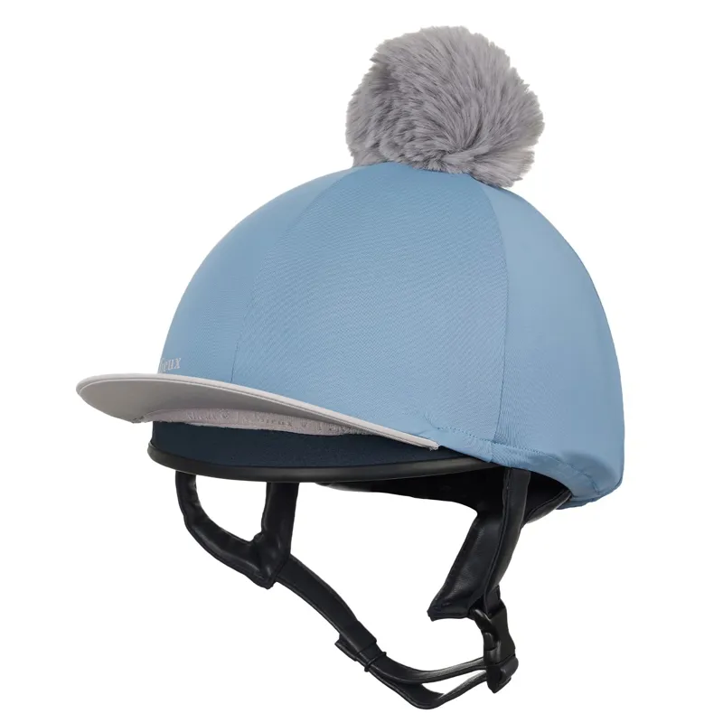 LeMieux Classique Pom Helmet Cover - Ice Blue-1