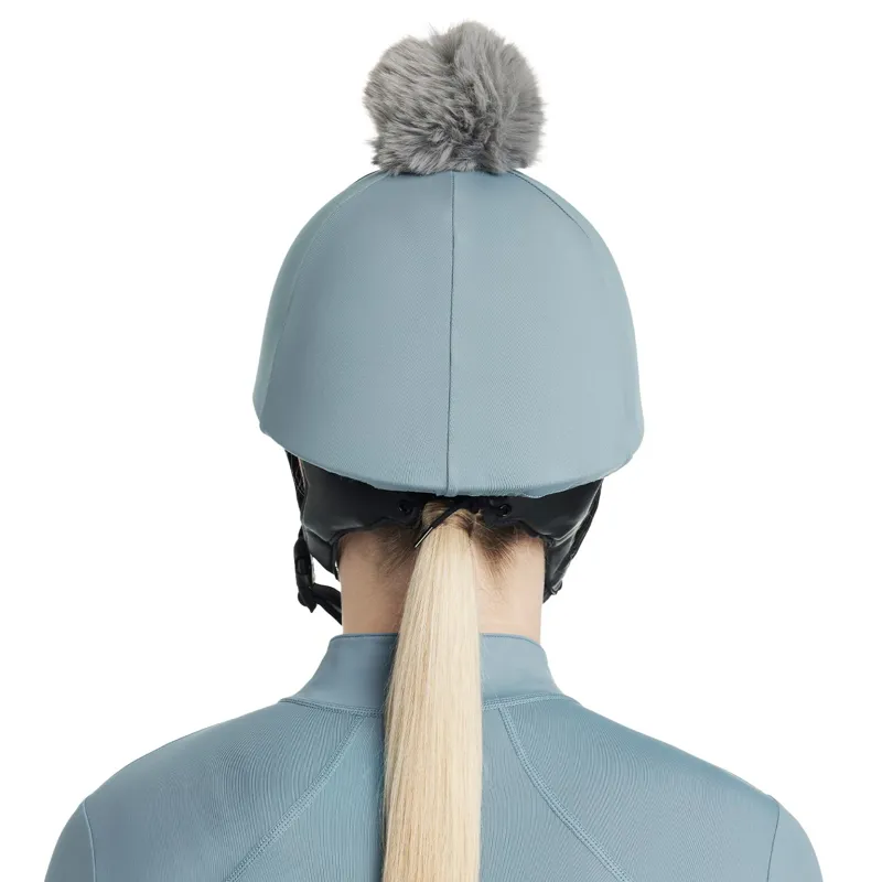 LeMieux Classique Pom Helmet Cover - Ice Blue-3