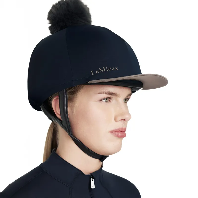 LeMieux Classique Pom Helmet Cover - Navy-3