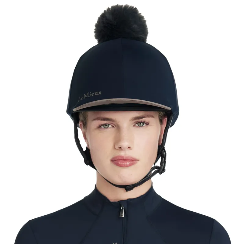 LeMieux Classique Pom Helmet Cover - Navy-2