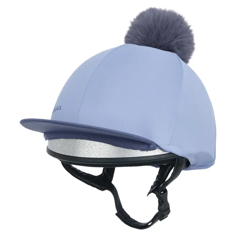 LeMieux Classique Pom Helmet Cover - Powder Blue-1