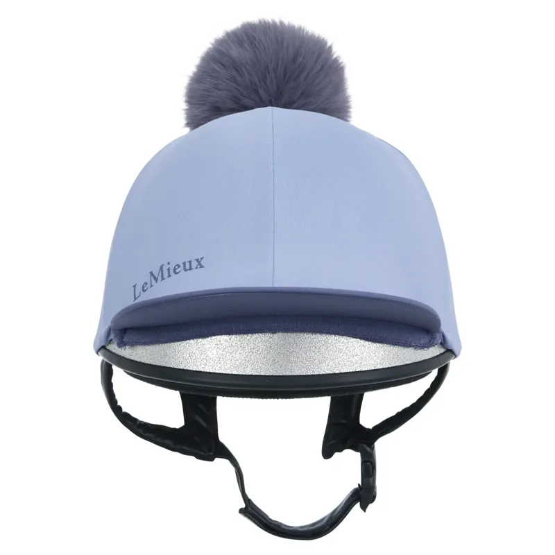 LeMieux Classique Pom Helmet Cover - Powder Blue-2