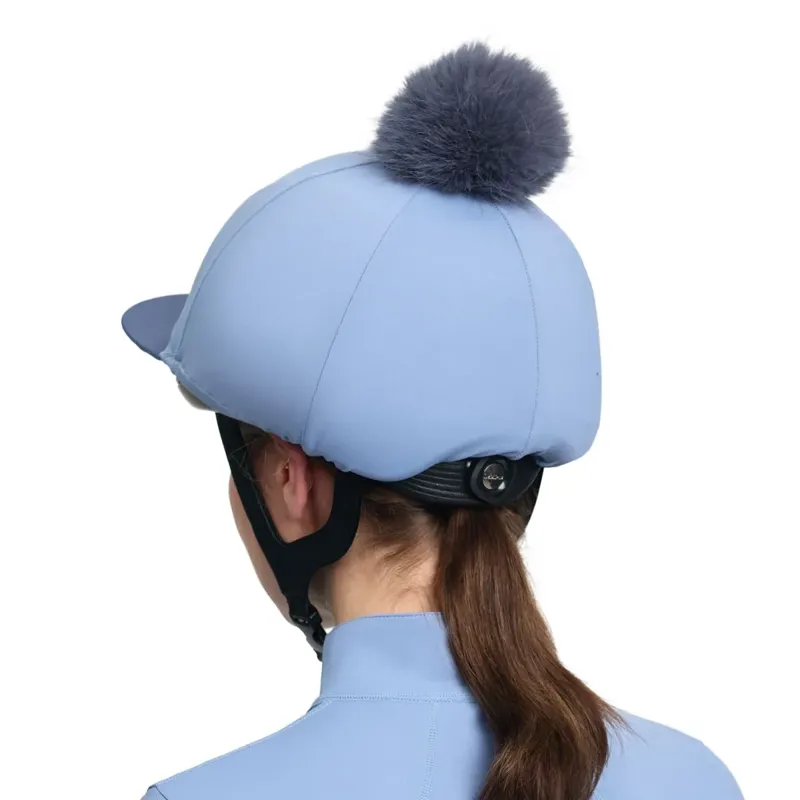 LeMieux Classique Pom Helmet Cover - Powder Blue-3