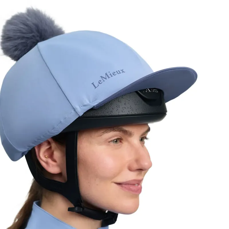 LeMieux Classique Pom Helmet Cover - Powder Blue-5