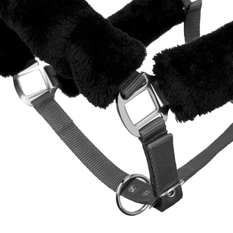 LeMieux Comfort Fleece Halter - Black/Grey-2