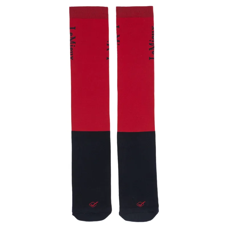 LeMieux Competition Junior Tall Riding Socks 2 Pack - Chili-2