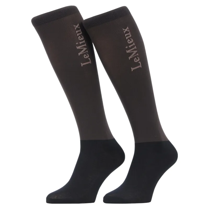 LeMieux Competition Junior Tall Riding Socks 2 Pack - Cocoa