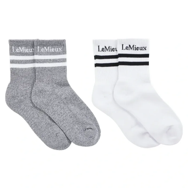 LeMieux Crew Socks 2-Pack White-1