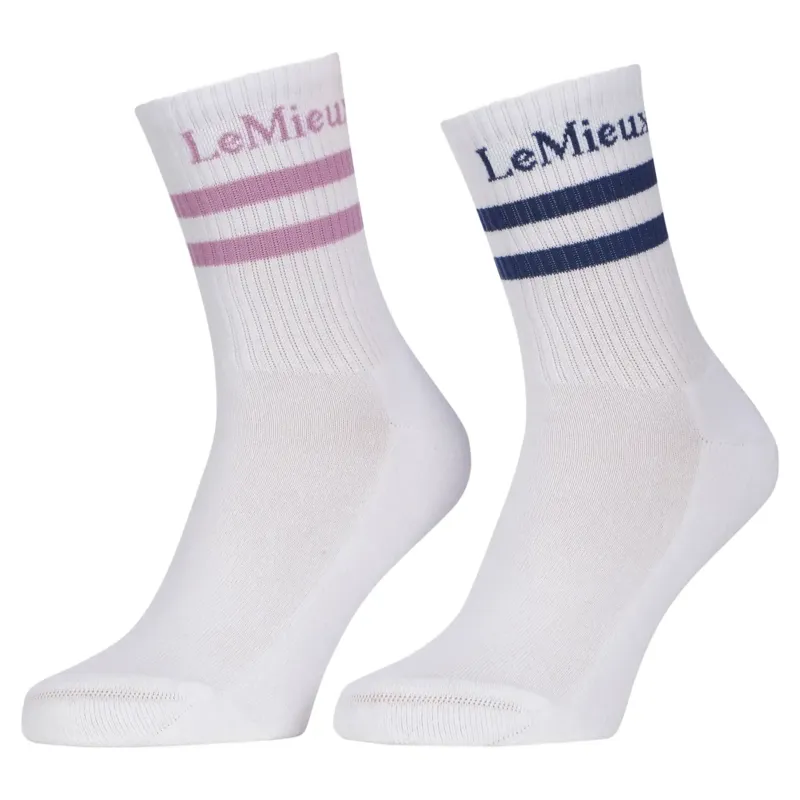 LeMieux Crew Socks Twin Pack - Fondant/Shadow