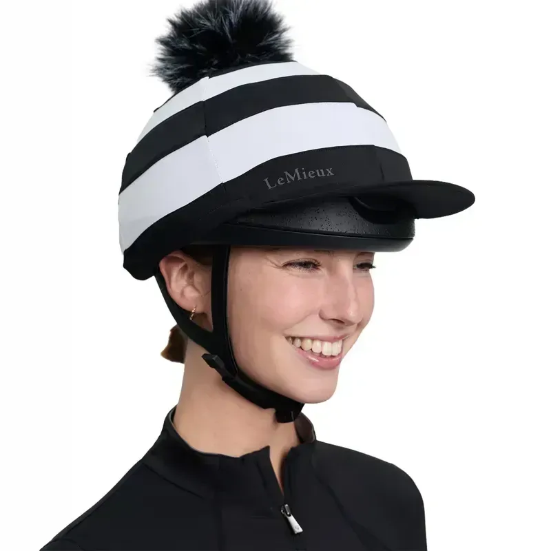 LeMieux Derby Pom Pom Helmet Cover - Black-1