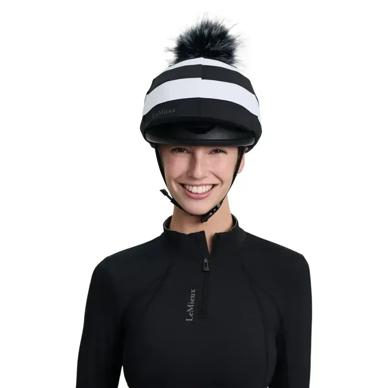 LeMieux Derby Pom Pom Helmet Cover - Black-3