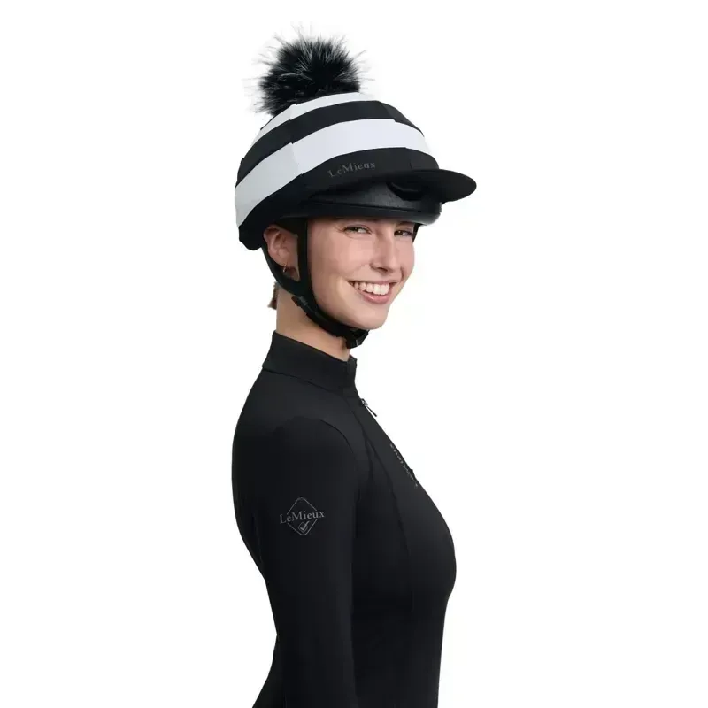 LeMieux Derby Pom Pom Helmet Cover - Black-5