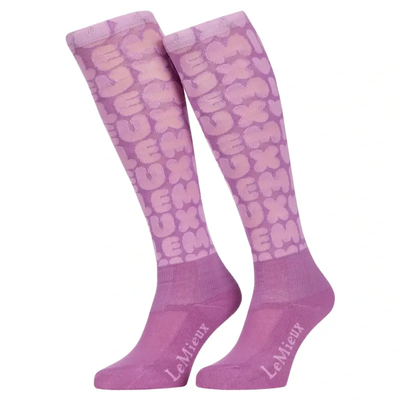 LeMieux Footsie Adults Tall Riding Socks - Bubble Font Fondant