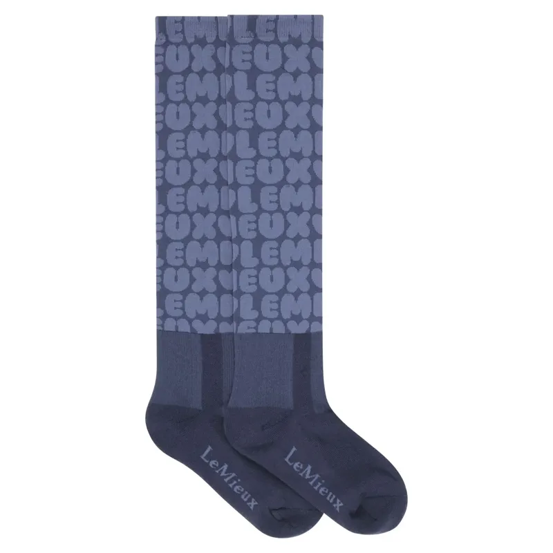 LeMieux Footsie Junior Tall Riding Socks - Powder Bubble Font-1