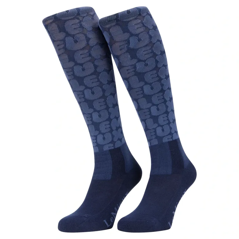 LeMieux Footsie Adults Tall Riding Socks - Bubble Font Shadow
