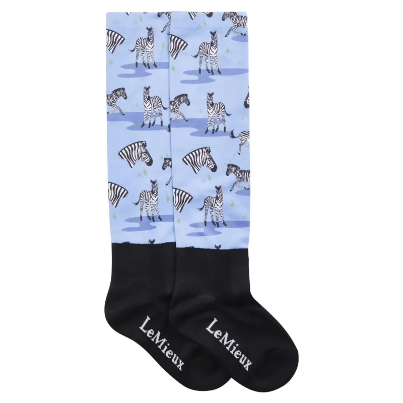 LeMieux Footsie Junior Tall Riding Socks - Zebra-1