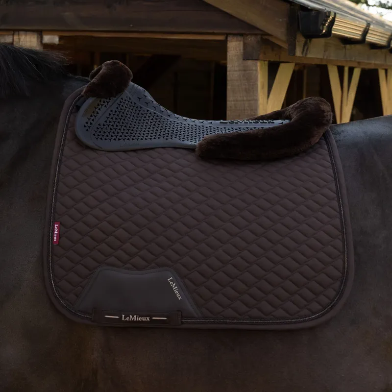 LeMieux Gel-Tek Shaped Vegan-Wool Half Pad - Brown-1