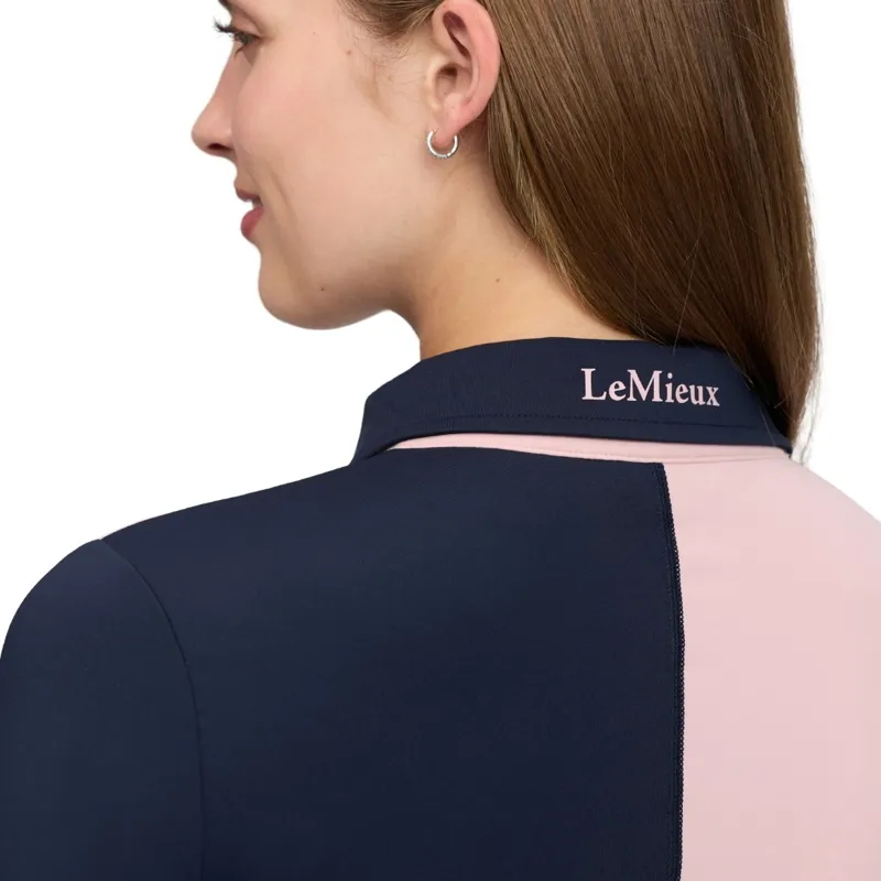LeMieux Harlequin Womens Rugby Shirt Base Layer - Petal/Navy-6